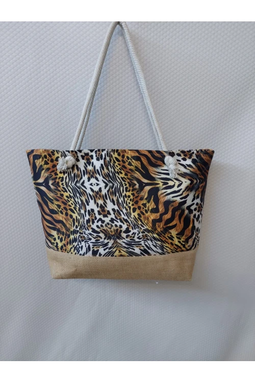LEOPAR DESENLİ ÇANTA ALT HASIR